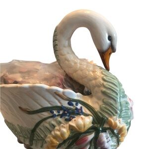 Vintage Fitz & Flyod Swan Ceramic Potpourri/ Cancel holder